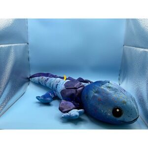 Sparkly Blue Star Axolotl Plush Stuffed Animal Toy Cute Kawaii Reptile 18in long
